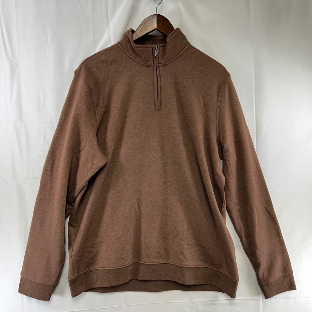 Croft & Barrow Pullover Mens Large Brown Extra Soft Quarter Zip Fleece Sweater